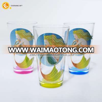 16oz colorful pint beer glass with mermaid design